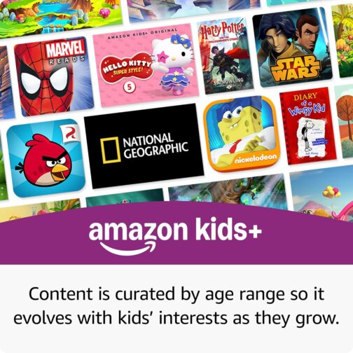 New Amazon Fire HD 8 Kids Pro tablet, ages 6-12. Bright 8″ HD screen, includes ad-free content, parental controls, 13-hr battery, slim case for older kids, 32GB, Hello Teal, (2024 release)