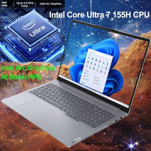 Lenovo ThinkBook 16 G7 16″ FHD+ Business Laptop Computer, Intel 16-Core Ultra 7 155H (Beat i7-13705H), Arc Graphics, 32GB DDR5 RAM, 1TB PCIe SSD, WiFi 6E, Backlit Keyboard, Windows 11 Pro, AZ-XUT