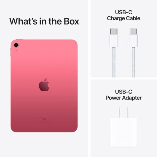Apple iPad (10th Generation): with A14 Bionic chip, 10.9-inch Liquid Retina Display, 256GB, Wi-Fi 6, 12MP front/12MP Back Camera, Touch ID, All-Day Battery Life  Pink