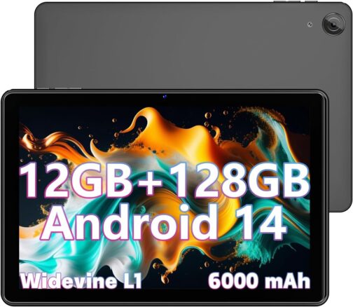 2024 Tablet 10 Inch Android 14 Tablets, 12GB RAM+128GB ROM(Expand to 1TB), Octa Core 1280 * 800 IPS HD Display Android Tablet, Unisoc A523 CPU, 5G/2.4G WiFi, Dual 5MP+8MP Camera,(Gray)