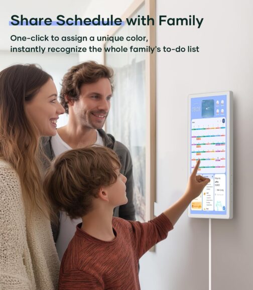 cozyla 15.6” Digital Calendar Wall Touch Screen Support Any Android Tablet Google Play Apps to Do List Notepad Chore Chart for Kids Meal Planner Wall Mount Smart Electronic Calendar for Family White