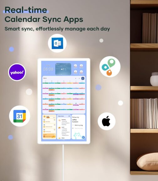 cozyla 15.6” Digital Calendar Wall Touch Screen Support Any Android Tablet Google Play Apps to Do List Notepad Chore Chart for Kids Meal Planner Wall Mount Smart Electronic Calendar for Family White