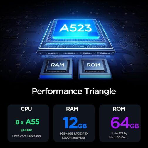 Android Tablet, 10.1 inch Android 15 Tablet, Octa-core CPU, 2 Years Protection, RAM 12GB, ROM 64GB (Up to 2 TB), 800×1280 Resolution, WiFi 6 & Bluetooth 5.4, Dual Speakers, 5MP+8MP, 6000mAh, Black