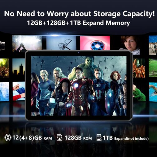 2024 Tablet 10 Inch Android 14 Tablets, 12GB RAM+128GB ROM(Expand to 1TB), Octa Core 1280 * 800 IPS HD Display Android Tablet, Unisoc A523 CPU, 5G/2.4G WiFi, Dual 5MP+8MP Camera,(Gray)